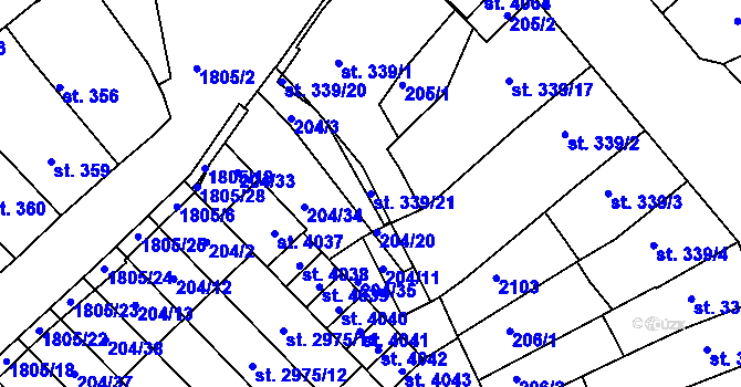 Parcela st. 339/21 v KÚ Svitavy-předměstí, Katastrální mapa