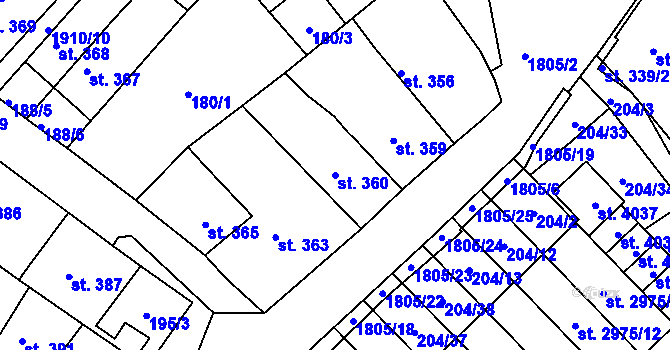 Parcela st. 360 v KÚ Svitavy-předměstí, Katastrální mapa