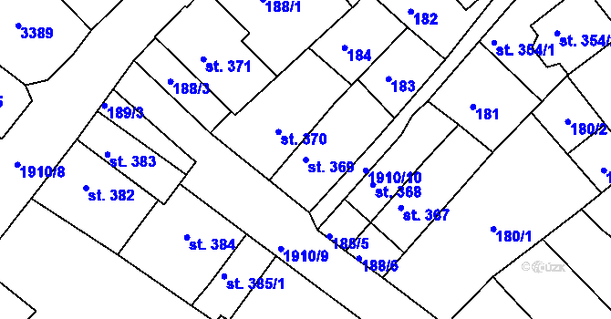 Parcela st. 369 v KÚ Svitavy-předměstí, Katastrální mapa