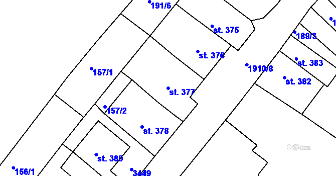 Parcela st. 377 v KÚ Svitavy-předměstí, Katastrální mapa