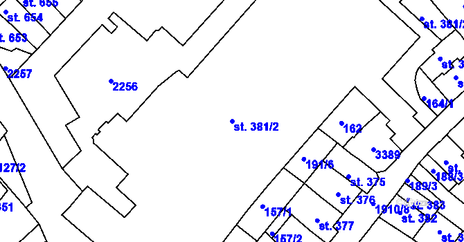 Parcela st. 381/2 v KÚ Svitavy-předměstí, Katastrální mapa
