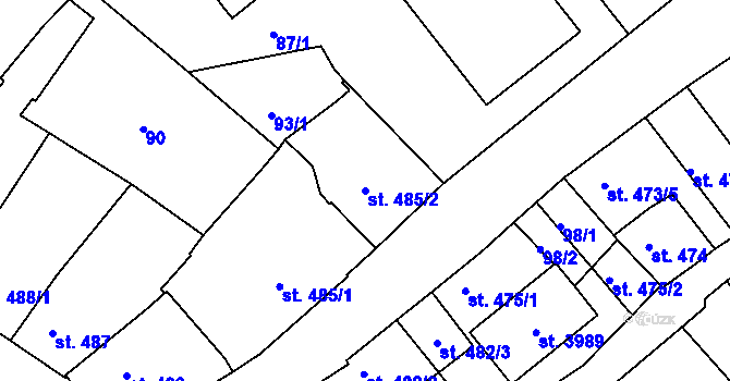 Parcela st. 485/2 v KÚ Svitavy-předměstí, Katastrální mapa