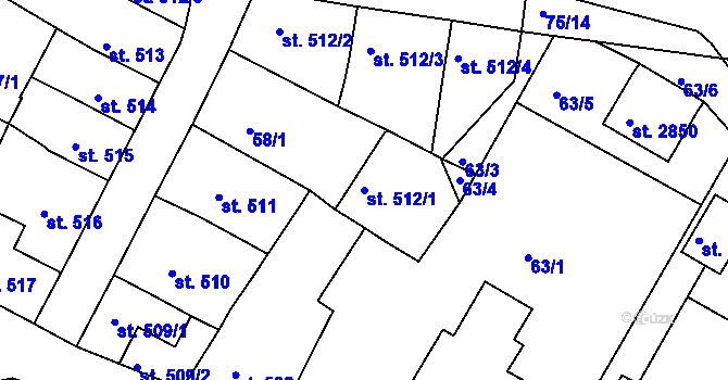 Parcela st. 512/1 v KÚ Svitavy-předměstí, Katastrální mapa