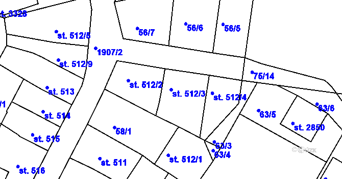 Parcela st. 512/3 v KÚ Svitavy-předměstí, Katastrální mapa