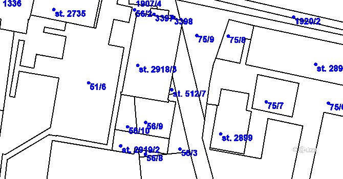 Parcela st. 512/7 v KÚ Svitavy-předměstí, Katastrální mapa
