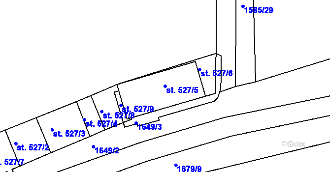 Parcela st. 527/5 v KÚ Svitavy-předměstí, Katastrální mapa