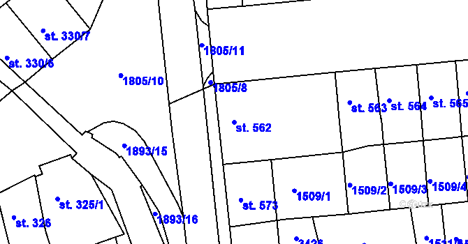 Parcela st. 562 v KÚ Svitavy-předměstí, Katastrální mapa