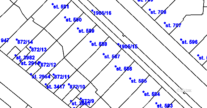 Parcela st. 587 v KÚ Svitavy-předměstí, Katastrální mapa