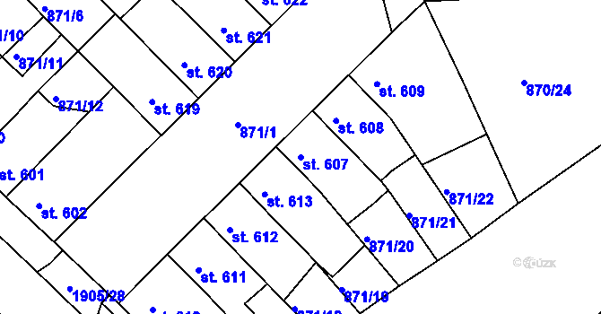 Parcela st. 607 v KÚ Svitavy-předměstí, Katastrální mapa