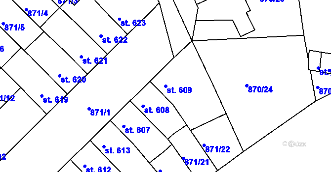 Parcela st. 609 v KÚ Svitavy-předměstí, Katastrální mapa