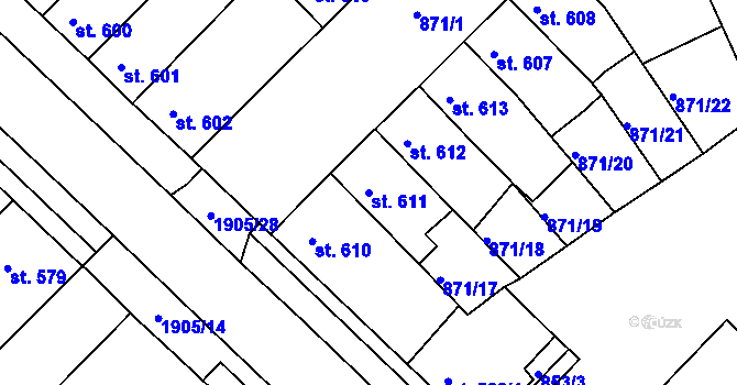 Parcela st. 611 v KÚ Svitavy-předměstí, Katastrální mapa