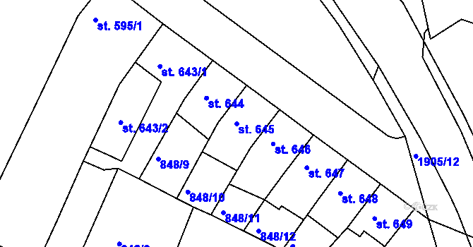 Parcela st. 645 v KÚ Svitavy-předměstí, Katastrální mapa