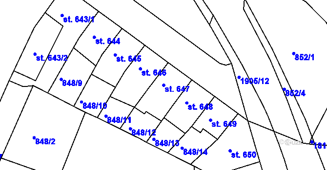 Parcela st. 647 v KÚ Svitavy-předměstí, Katastrální mapa