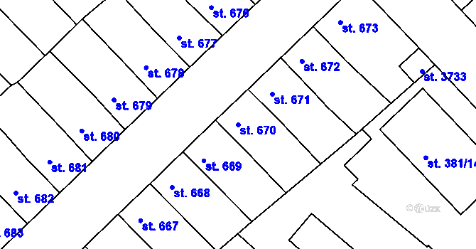 Parcela st. 670 v KÚ Svitavy-předměstí, Katastrální mapa