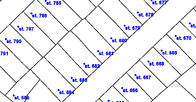 Parcela st. 681 v KÚ Svitavy-předměstí, Katastrální mapa