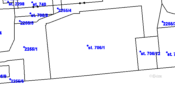 Parcela st. 706/1 v KÚ Svitavy-předměstí, Katastrální mapa