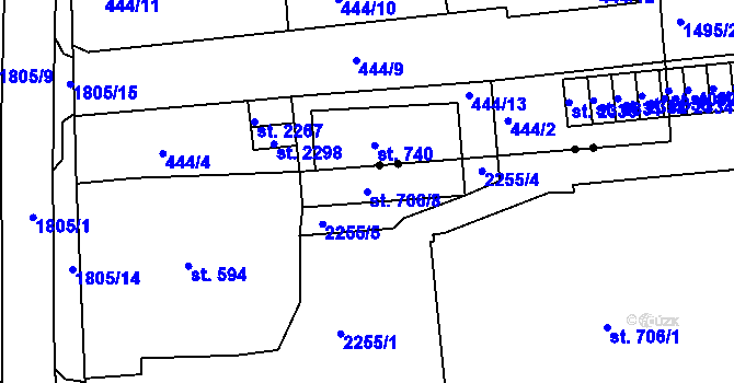 Parcela st. 706/8 v KÚ Svitavy-předměstí, Katastrální mapa