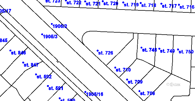 Parcela st. 726 v KÚ Svitavy-předměstí, Katastrální mapa