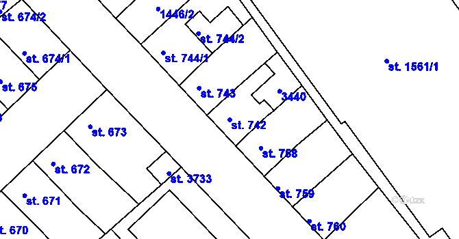 Parcela st. 742 v KÚ Svitavy-předměstí, Katastrální mapa