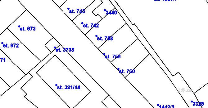Parcela st. 759 v KÚ Svitavy-předměstí, Katastrální mapa
