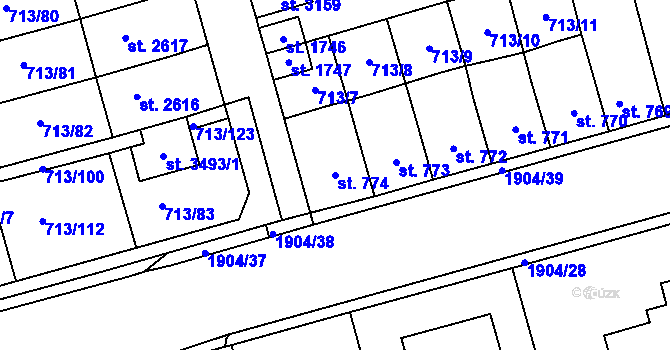 Parcela st. 774 v KÚ Svitavy-předměstí, Katastrální mapa