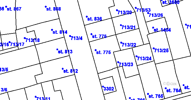 Parcela st. 775 v KÚ Svitavy-předměstí, Katastrální mapa