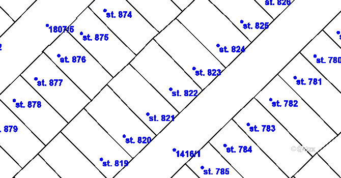 Parcela st. 822 v KÚ Svitavy-předměstí, Katastrální mapa