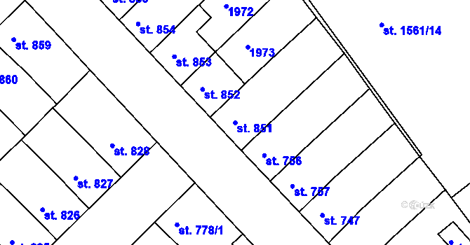 Parcela st. 851 v KÚ Svitavy-předměstí, Katastrální mapa
