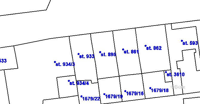Parcela st. 895 v KÚ Svitavy-předměstí, Katastrální mapa