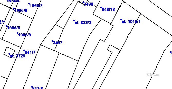Parcela st. 1015/4 v KÚ Svitavy-předměstí, Katastrální mapa
