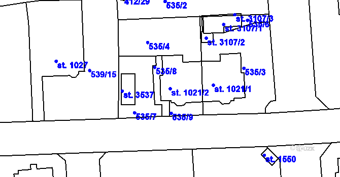 Parcela st. 1021/2 v KÚ Svitavy-předměstí, Katastrální mapa