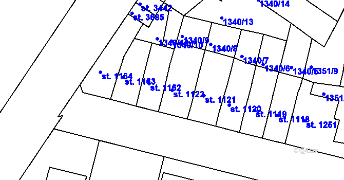 Parcela st. 1122 v KÚ Svitavy-předměstí, Katastrální mapa