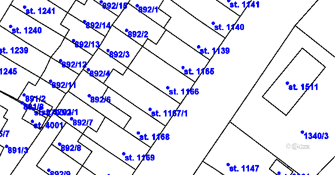Parcela st. 1166 v KÚ Svitavy-předměstí, Katastrální mapa