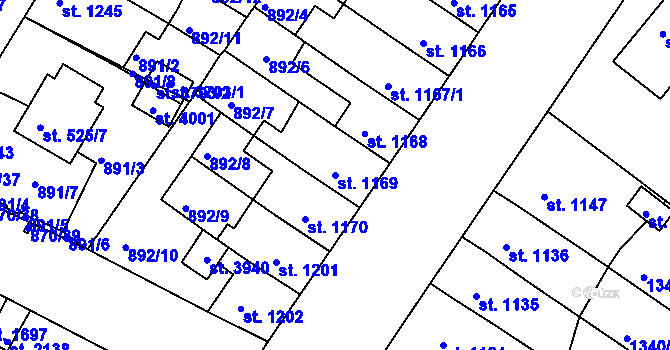 Parcela st. 1169 v KÚ Svitavy-předměstí, Katastrální mapa