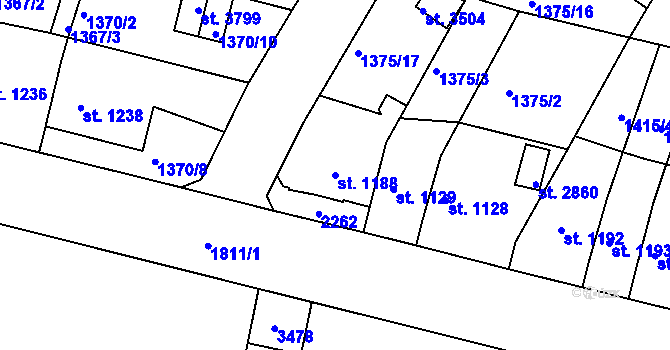 Parcela st. 1188 v KÚ Svitavy-předměstí, Katastrální mapa