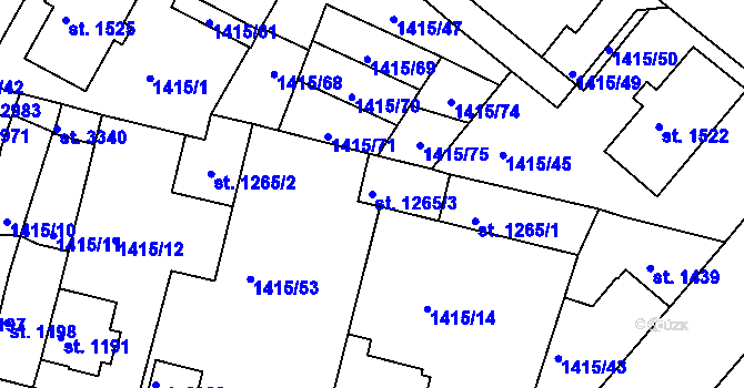 Parcela st. 1265/3 v KÚ Svitavy-předměstí, Katastrální mapa
