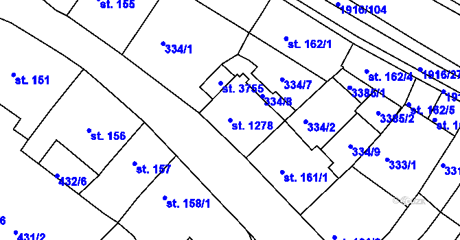 Parcela st. 1278 v KÚ Svitavy-předměstí, Katastrální mapa