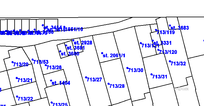 Parcela st. 2061/1 v KÚ Svitavy-předměstí, Katastrální mapa