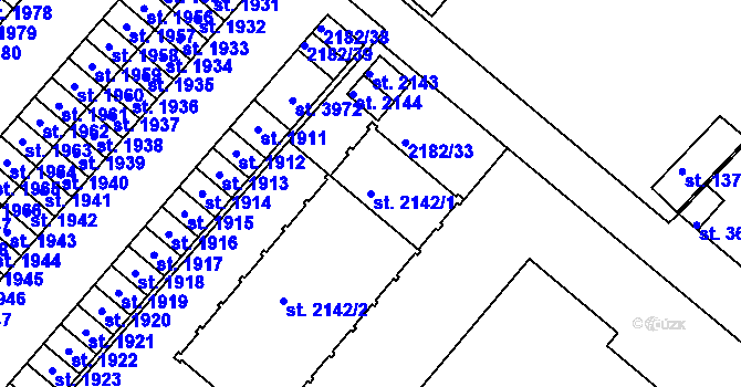 Parcela st. 2142/1 v KÚ Svitavy-předměstí, Katastrální mapa