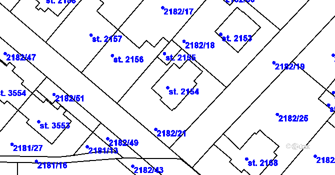 Parcela st. 2154 v KÚ Svitavy-předměstí, Katastrální mapa