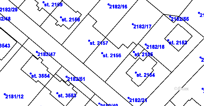 Parcela st. 2156 v KÚ Svitavy-předměstí, Katastrální mapa