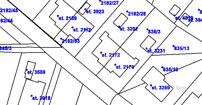 Parcela st. 2172 v KÚ Svitavy-předměstí, Katastrální mapa