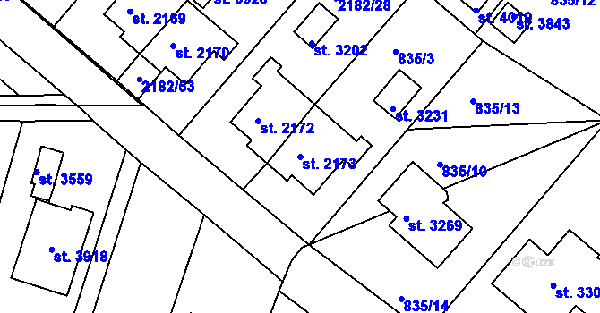 Parcela st. 2173 v KÚ Svitavy-předměstí, Katastrální mapa