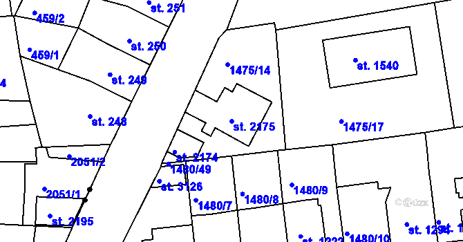 Parcela st. 2175 v KÚ Svitavy-předměstí, Katastrální mapa