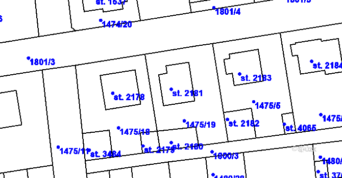 Parcela st. 2181 v KÚ Svitavy-předměstí, Katastrální mapa
