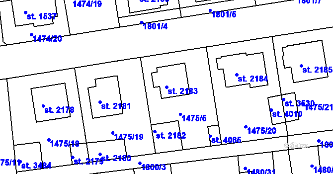 Parcela st. 2183 v KÚ Svitavy-předměstí, Katastrální mapa