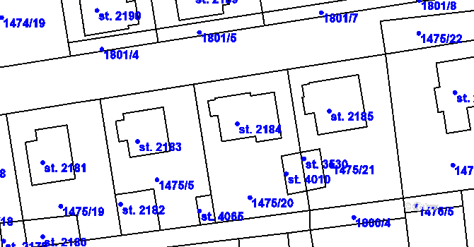 Parcela st. 2184 v KÚ Svitavy-předměstí, Katastrální mapa