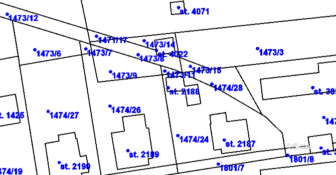 Parcela st. 2188 v KÚ Svitavy-předměstí, Katastrální mapa