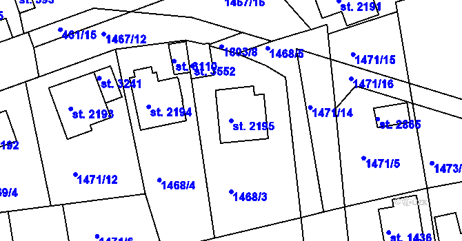 Parcela st. 2195 v KÚ Svitavy-předměstí, Katastrální mapa