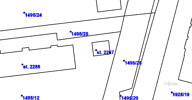 Parcela st. 2267 v KÚ Svitavy-předměstí, Katastrální mapa
